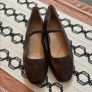 Madewell Brown Flats Classic mary Jane's new never worn
